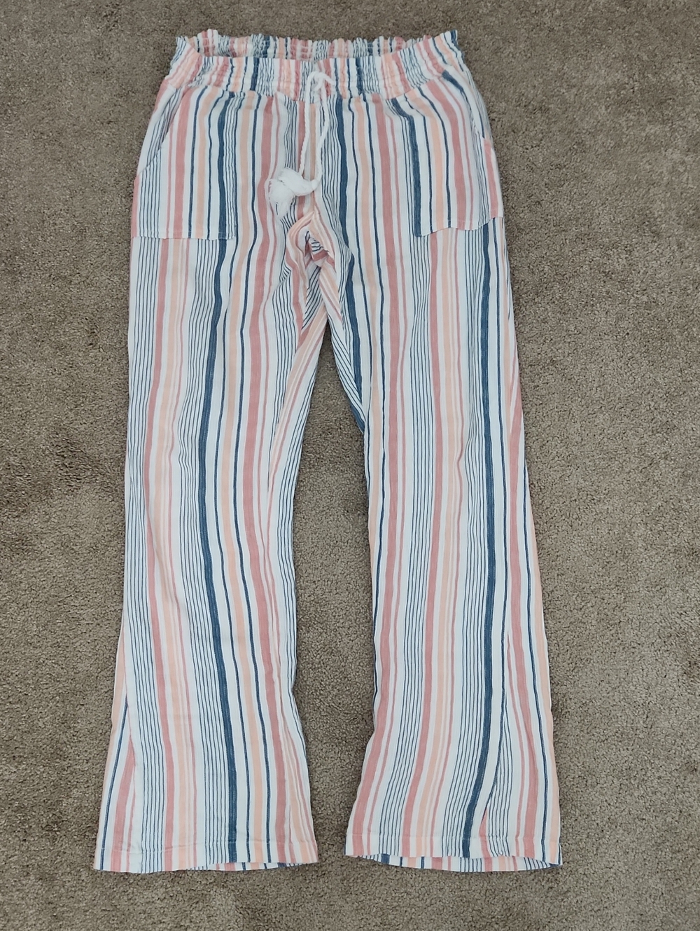 Salt Life 100% Cotton Striped Pants Large Coastal Beach Lounge